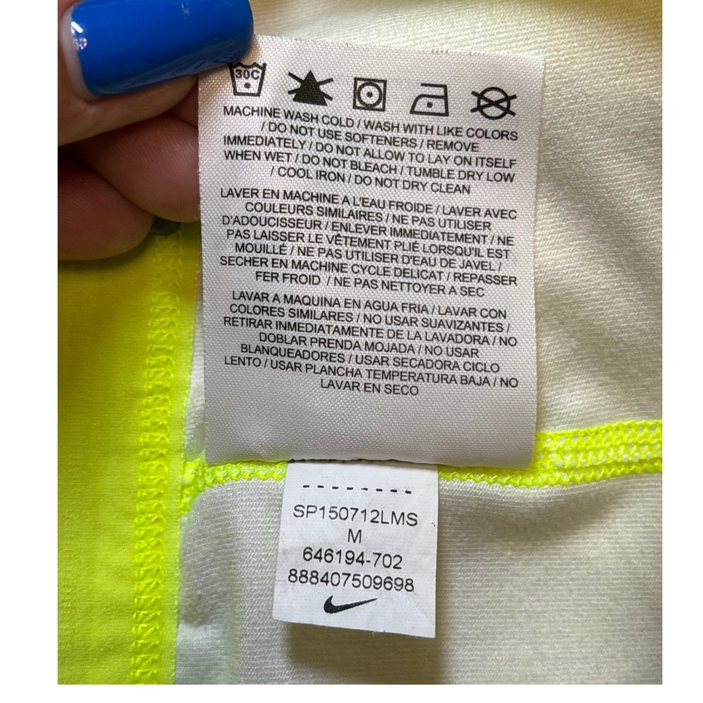 Nike Dri-FIT Leggings Womens S Neon Yellow White Geometric Print Capri 646194 - Picture 13 of 14